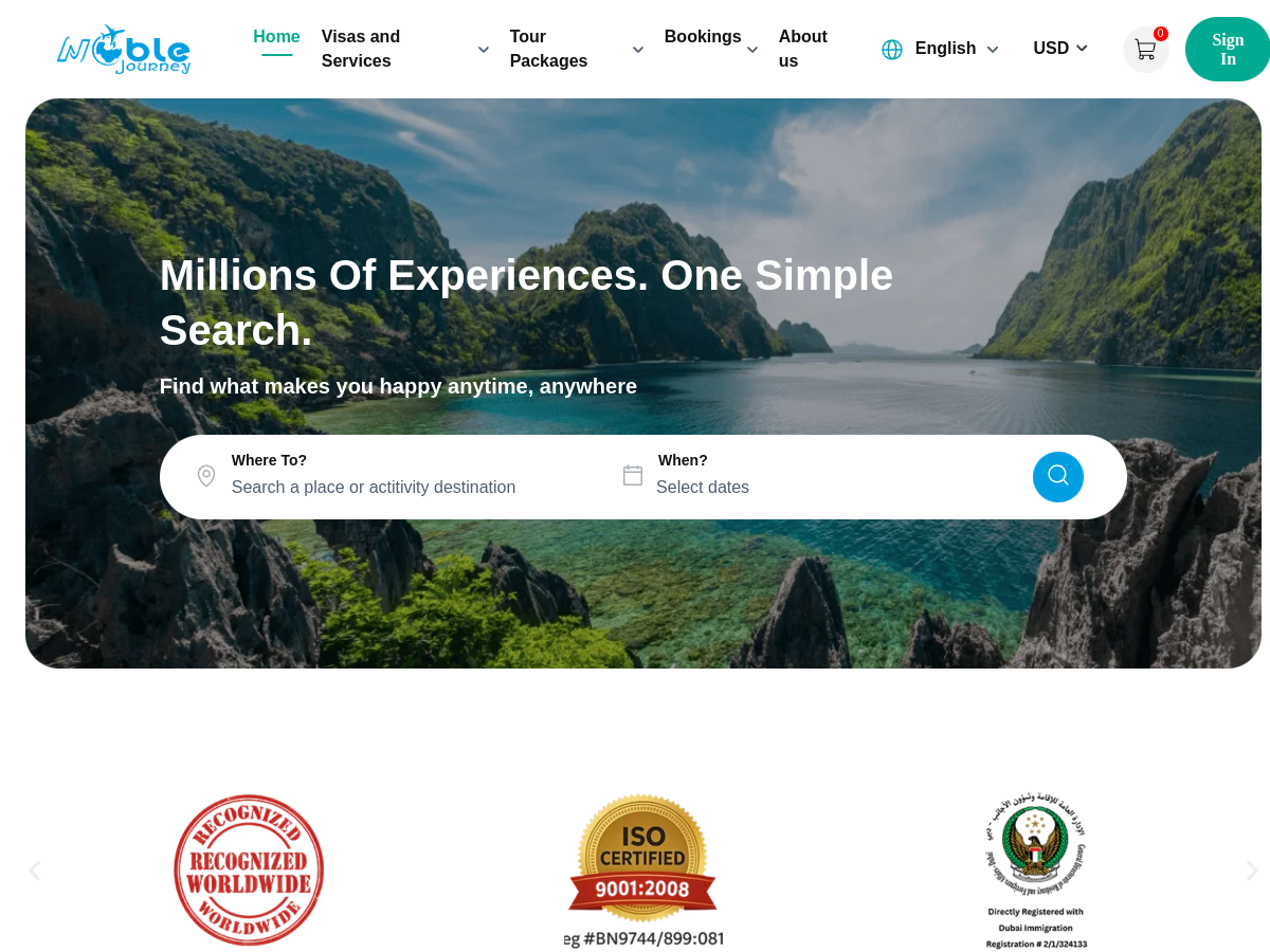 Travel & Tours Operator live website screenshot