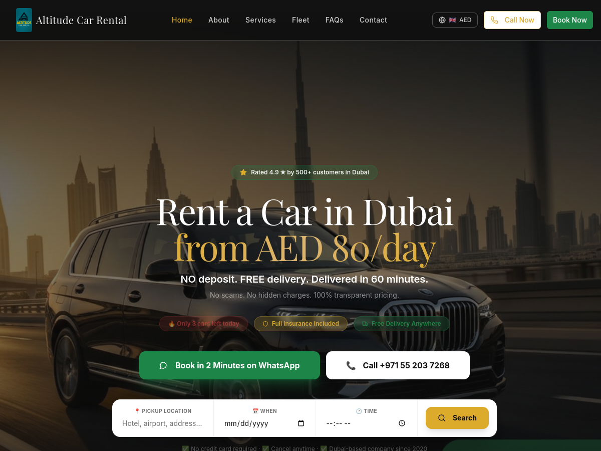 Car Rental Service live website screenshot